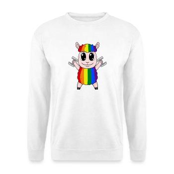 Regenbogen Schaf mit Hanteln - Unisex Pullover - Weiß - Vorne