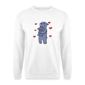Nashorn Familie - Nashorn mit Baby - Nashörner - Unisex Pullover - Weiß - Vorne