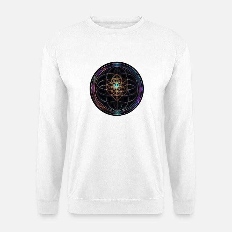 Metatron Scheiben Mandala Glow - Unisex Pullover - Weiß