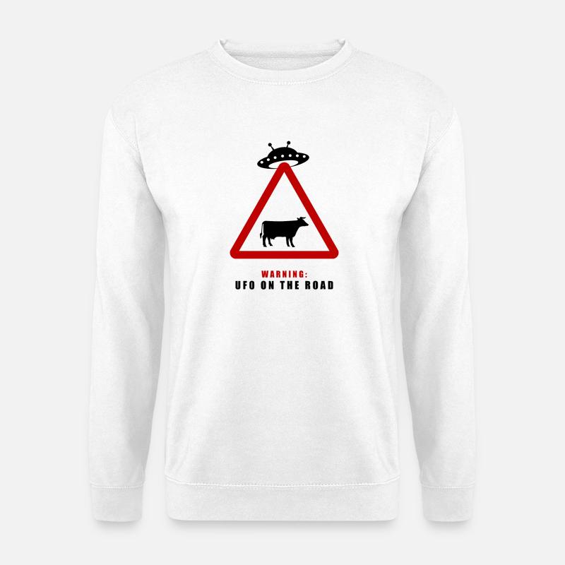 Warnung! UFO auf der Straße! - Unisex Pullover - Weiß