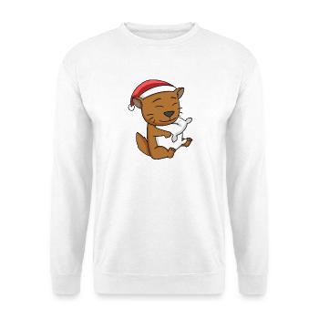 Chat Mignon Chat Somali Fatigué Noël - Sweat-shirt Unisexe - blanc - Devant