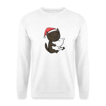Chat Mignon Havane Chat Fatigué Noël - Sweat-shirt Unisexe - blanc - Devant