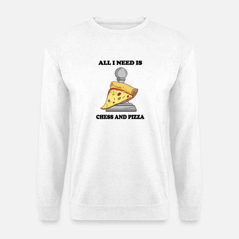 Échecs et pizza - Sweat-shirt Unisexe - blanc