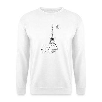Paris und die Liebe - Katzenliebe mit Eiffelturm - Unisex Pullover - Weiß - Vorne