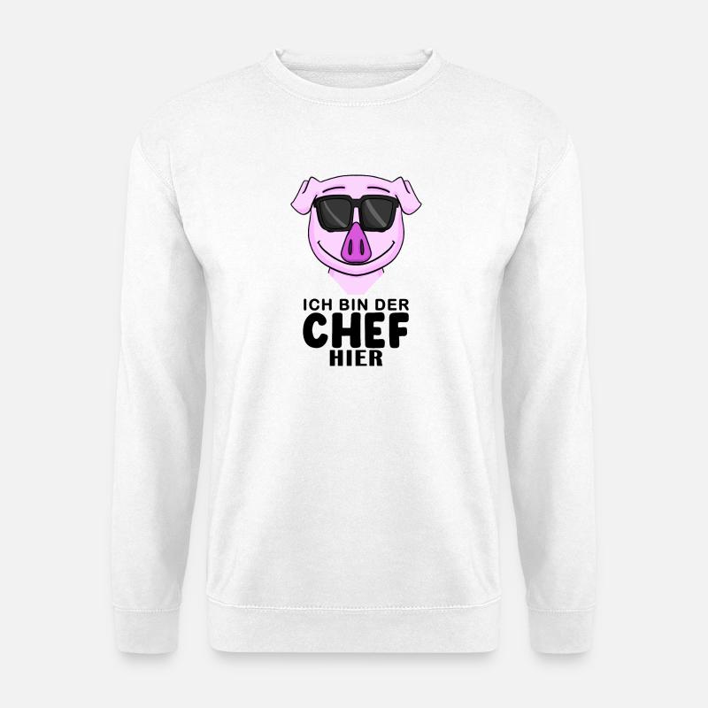Chef Spruch mit Schwein Motiv - Unisex Pullover - Weiß