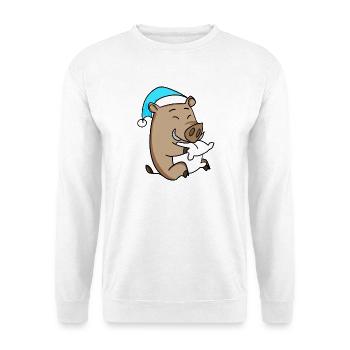Sanglier avec oreiller et bonnet somnolent - Sweat-shirt Unisexe - blanc - Devant