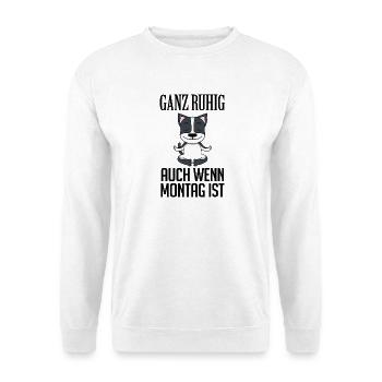 Montag Spruch Yoga Hund - Unisex Pullover - Weiß - Vorne