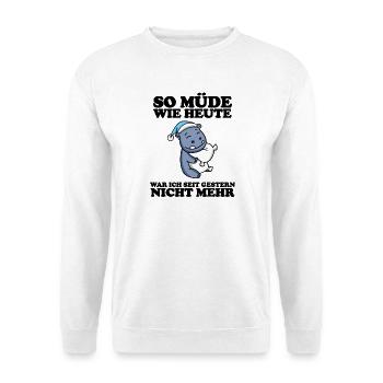 Ausschlafen Müde Spruch lustig Schlafen - Nilpferd - Unisex Pullover - Weiß - Vorne