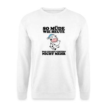 Ausschlafen Müde Spruch lustig Schlafen - Kuh - Unisex Pullover - Weiß - Vorne