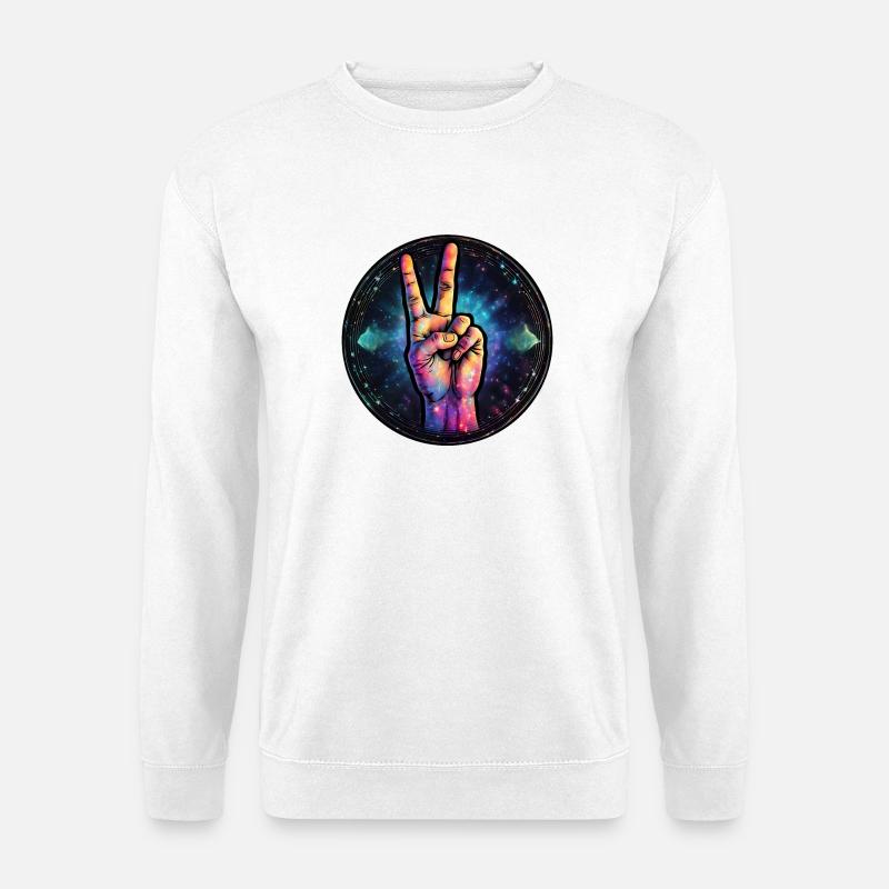 Kosmische Friedensgeste - Unisex Pullover - Weiß