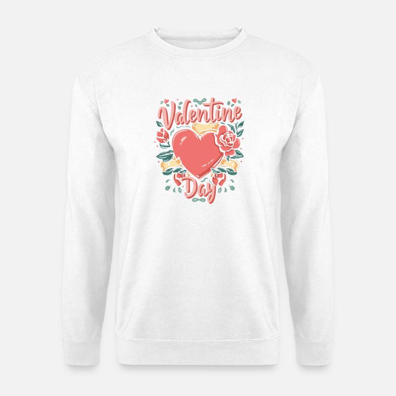 Valentinstags-Blumenherz - Unisex Pullover - Weiß