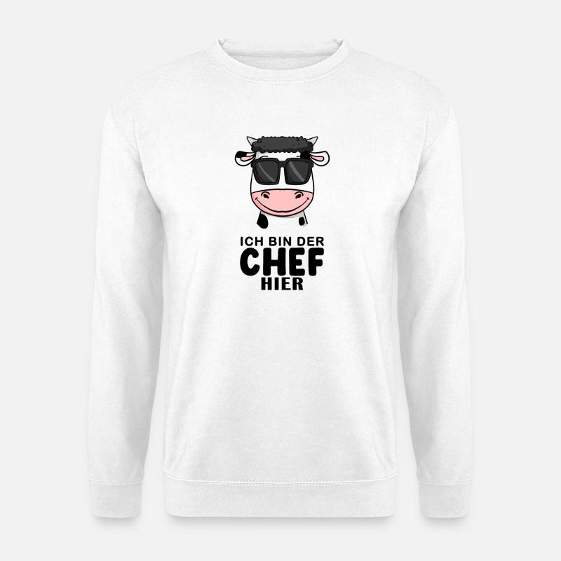 Chef Spruch Anführer Kuh Motiv - Unisex Pullover - Weiß