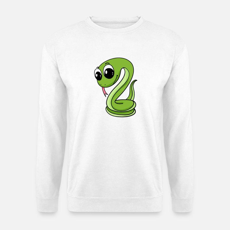 Serpent vert mignon - Sweat-shirt Unisexe - blanc