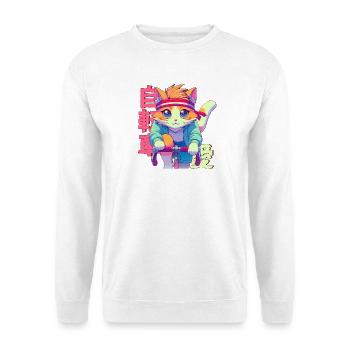 Cycling anime cat Neko - Unisex Sweatshirt - white - Front