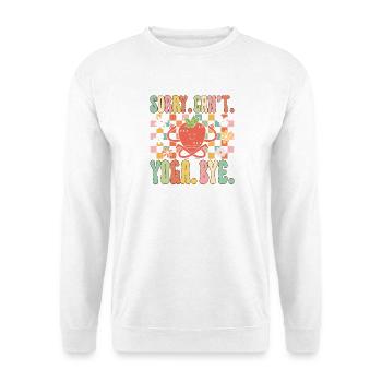 Tut mir Leid. Nicht. Joga. Auf Wiedersehen - Unisex Pullover - Weiß - Vorne - Alina (178cm) & Michal (187cm)