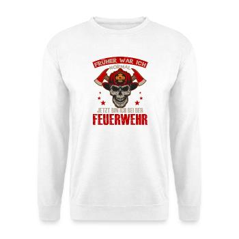 Feuerwehr Schädel mit Helmlogo - Unisex Pullover - Weiß - Vorne
