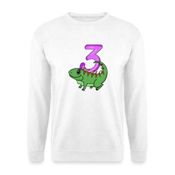 Motif 3ème anniversaire Iguane - Trois ans - Sweat-shirt Unisexe - blanc - Devant