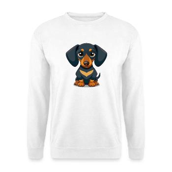 Niedliches Cartoon Dackel Welpen Shirt - Unisex Pullover - Weiß - Vorne