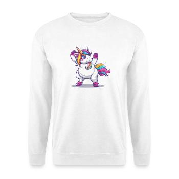Regenbogenzauber Einhorn Pose - Unisex Pullover - Weiß - Vorne