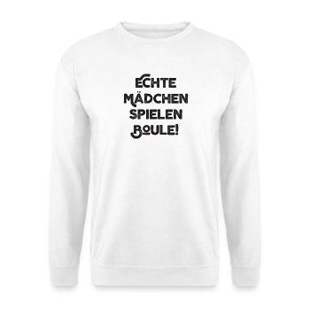 Echte Mädchen spielen Boule Bouler Boccia Spiel - Unisex Pullover - Weiß - Vorne