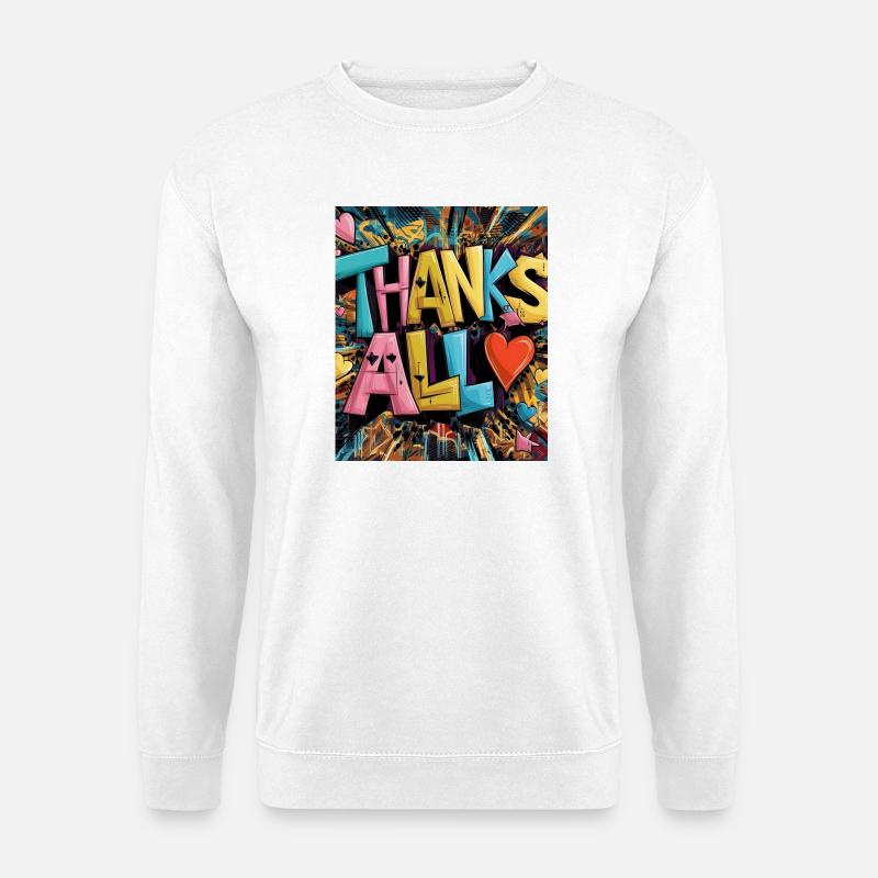 Graffiti-Stil Dankeschön-Herz-Design - Unisex Pullover - Weiß
