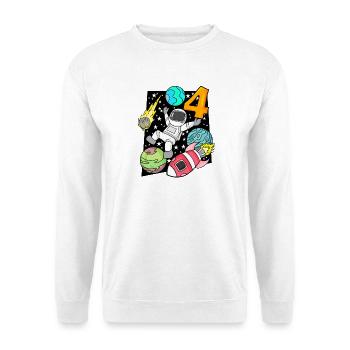 4 Anniversaire Garçon Astronaute Fusée Espace - Sweat-shirt Unisexe - blanc - Devant