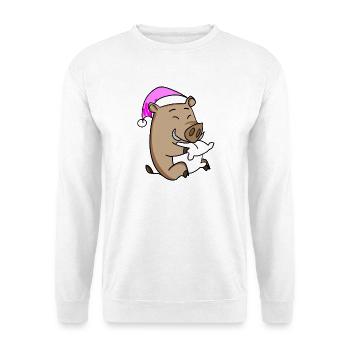 Wildschwein Müde Ausschlafen Schlafen Mädchen - Unisex Pullover - Weiß - Vorne