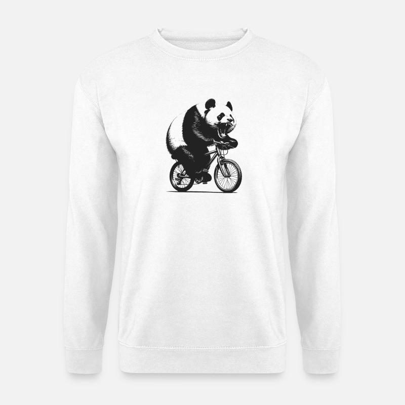 Radfahrender Panda - Unisex Pullover - Weiß