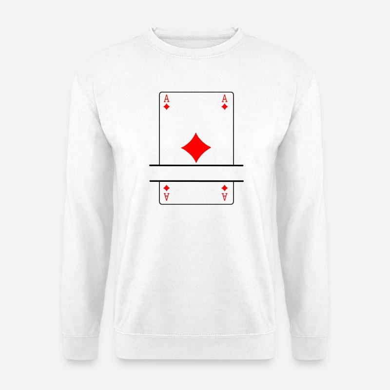 Spielkarten-Ass aus Karo mit Bannerplatz - Unisex Pullover - Weiß