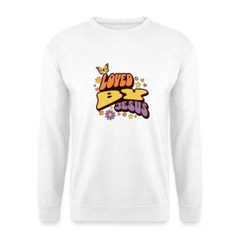 Liebe zu Jesus mit Blumen und Schmetterling - Unisex Pullover - Weiß - Vorne