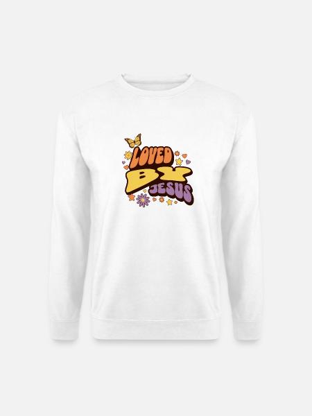 Liebe zu Jesus mit Blumen und Schmetterling - Unisex Pullover - Weiß