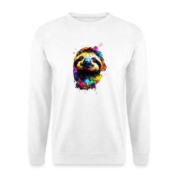 Faultier Bunte Farben Pop Art Faulpelz Faultiere - Unisex Pullover - Weiß - Vorne