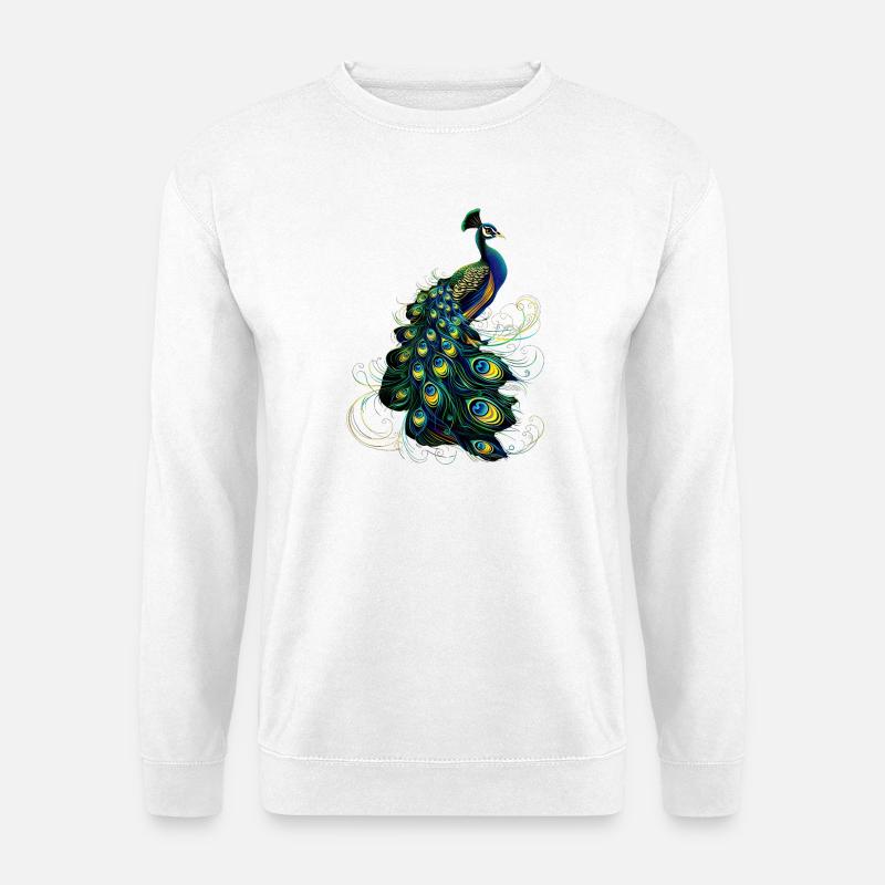 Pfau Blauer Pfau Pfauen Peacock Rad Pfauenrad Pfau - Unisex Pullover - Weiß