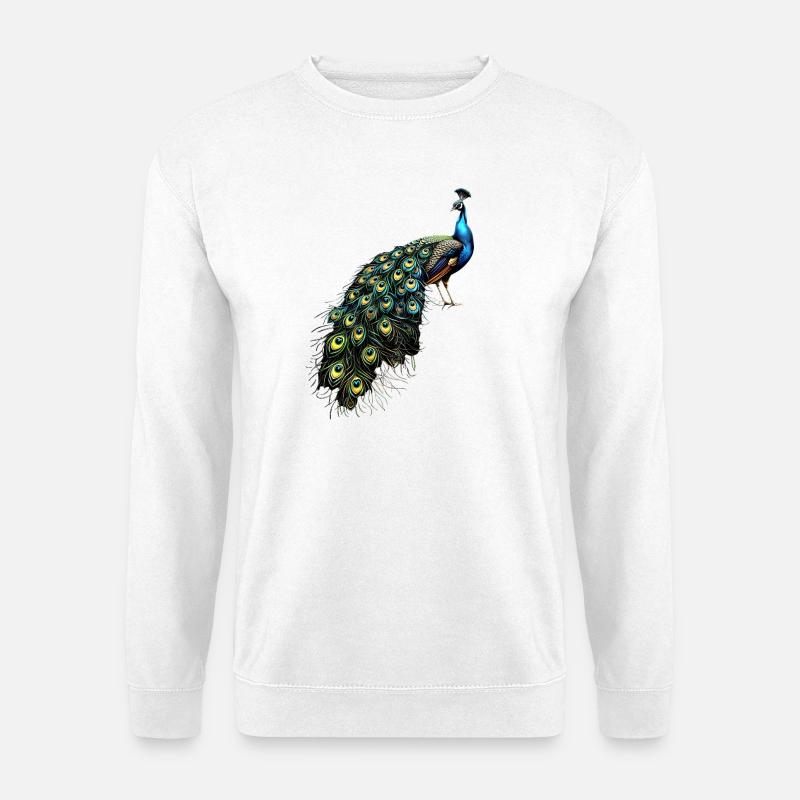 Pfau Blauer Pfau Pfauen Peacock Rad Pfauenrad Pfau - Unisex Pullover - Weiß