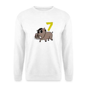 7th Birthday Motif Wild Boar - Seven Years Old - Unisex Sweatshirt - white - Front