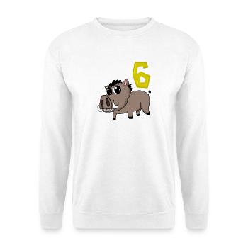 6. Geburtstag Motiv Wildschwein - sechs Jahre alt - Unisex Pullover - Weiß - Vorne