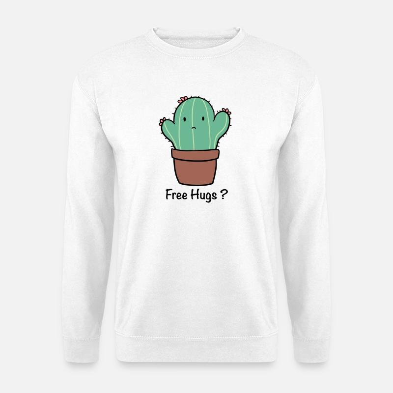 Süßer Kaktus Free Hugs - Unisex Pullover - Weiß