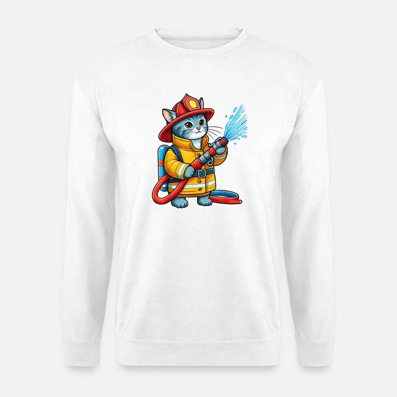 Firefighter Kitten Splash - Unisex Sweatshirt - white