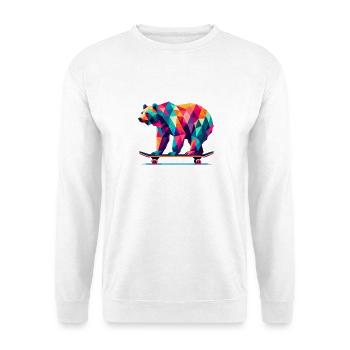 Geometric Polygon Bear Skateboarding Colorful Art - Unisex Sweatshirt - white - Front
