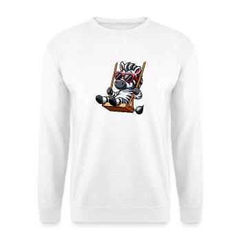 Cool zebra on swing with sunglasses - Unisex Sweatshirt - white - Front