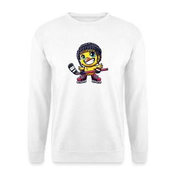 Drôle poulet poussin joueur de hockey sur glace - Sweat-shirt Unisexe - blanc - Devant