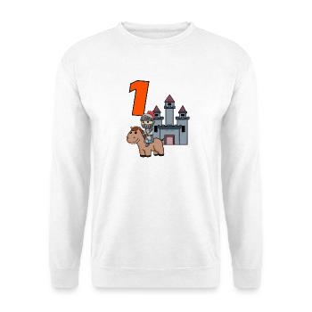 1 an - inscription à l’école - motif chevalier - Sweat-shirt Unisexe - blanc - Devant