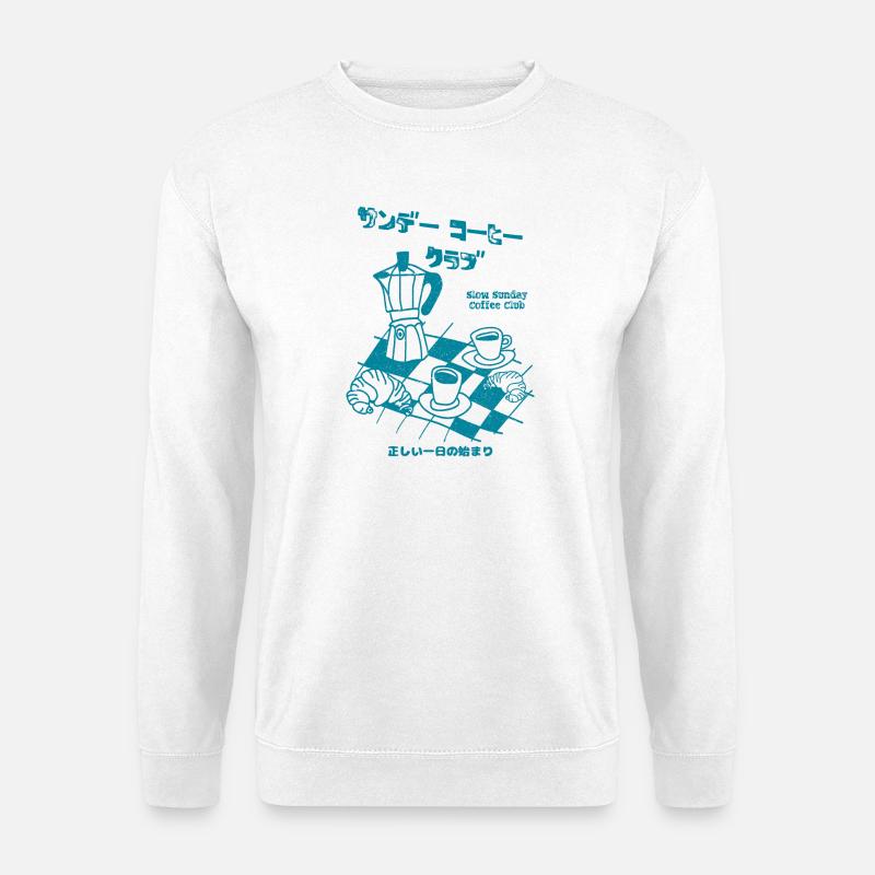Slow Sunday Coffee Club Japan Aesthestic - Unisex Pullover - Weiß