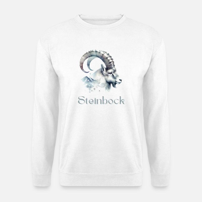 Elegantes Steinbock Sternzeichen Aquarell Geschenk - Unisex Pullover - Weiß