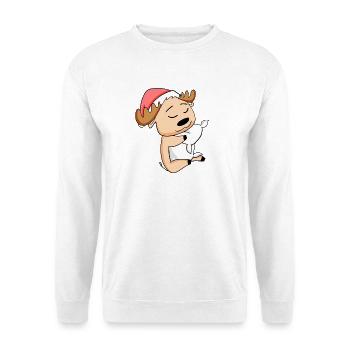 Elch Niedlich Müde Ausschlafen Weihnachten - Unisex Pullover - Weiß - Vorne