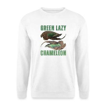 Green Lazy Chameleon T-Shirt Design - Unisex Sweatshirt - white - Front