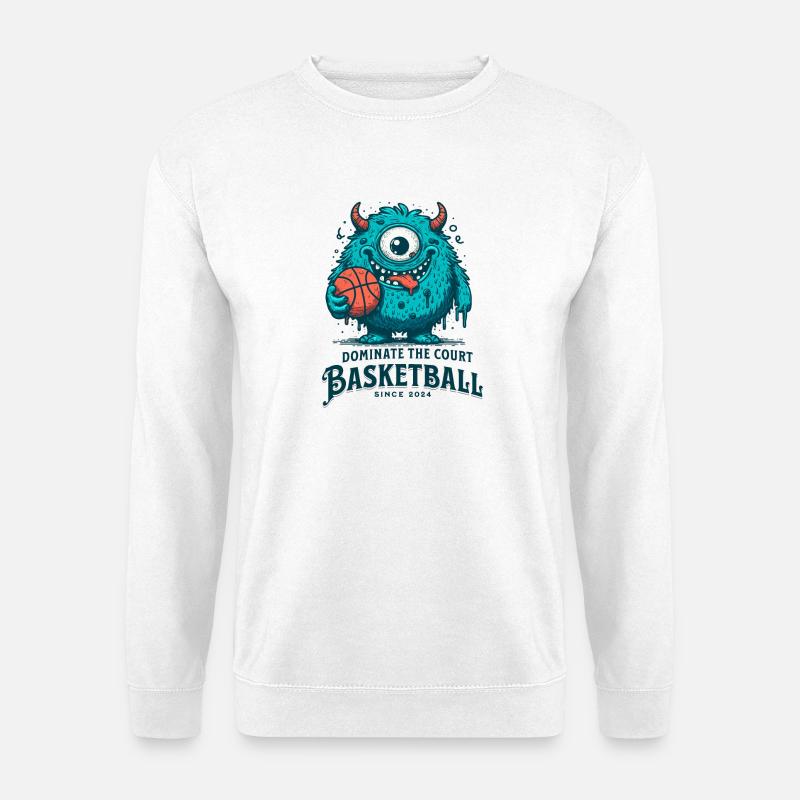 Einzigartiger Basketball-Monster-Print - Unisex Pullover - Weiß