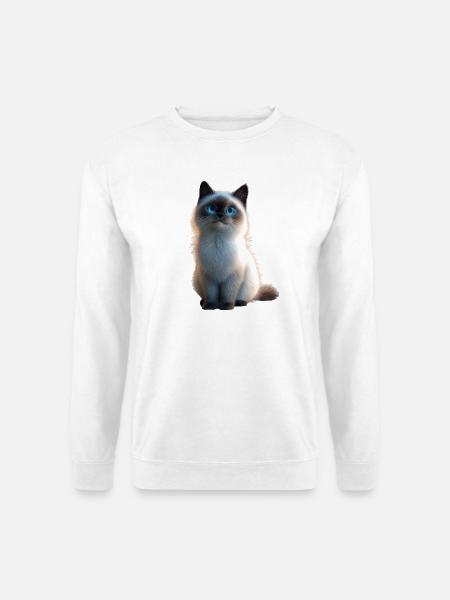 Birma Katze Heilige Birmakatze Süße Birma Katzen - Unisex Pullover - Weiß