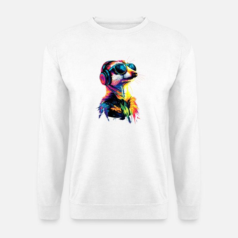 Erdmännchen Sonnenbrille Bunt Süßes Erdmännchen - Unisex Pullover - Weiß