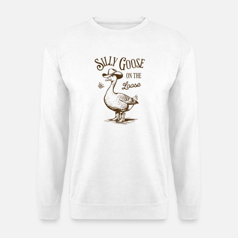 Silly Goose On The Loose Vintage-Style Design - Unisex Pullover - Weiß
